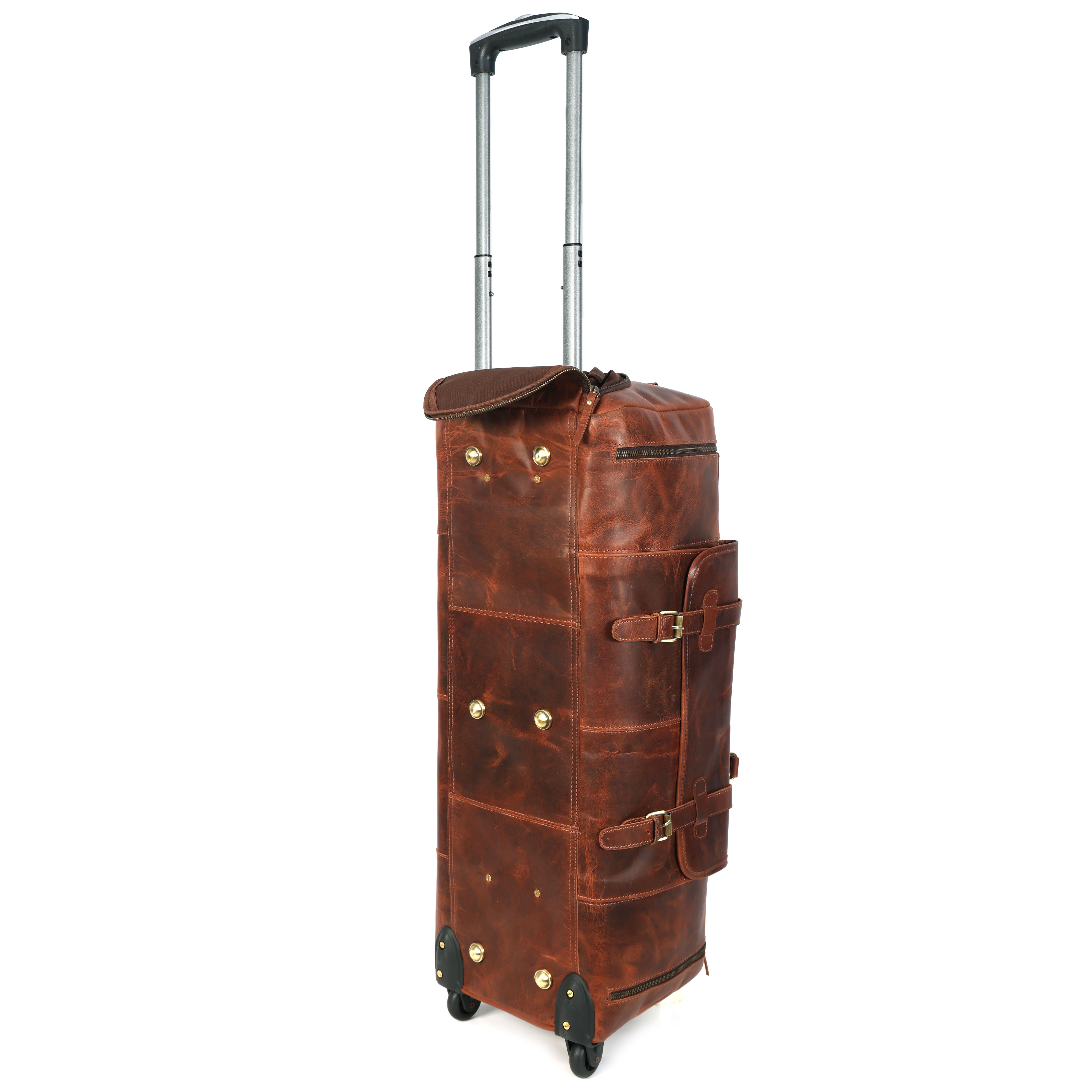 Arden Leather Duffel Bag With Wheels