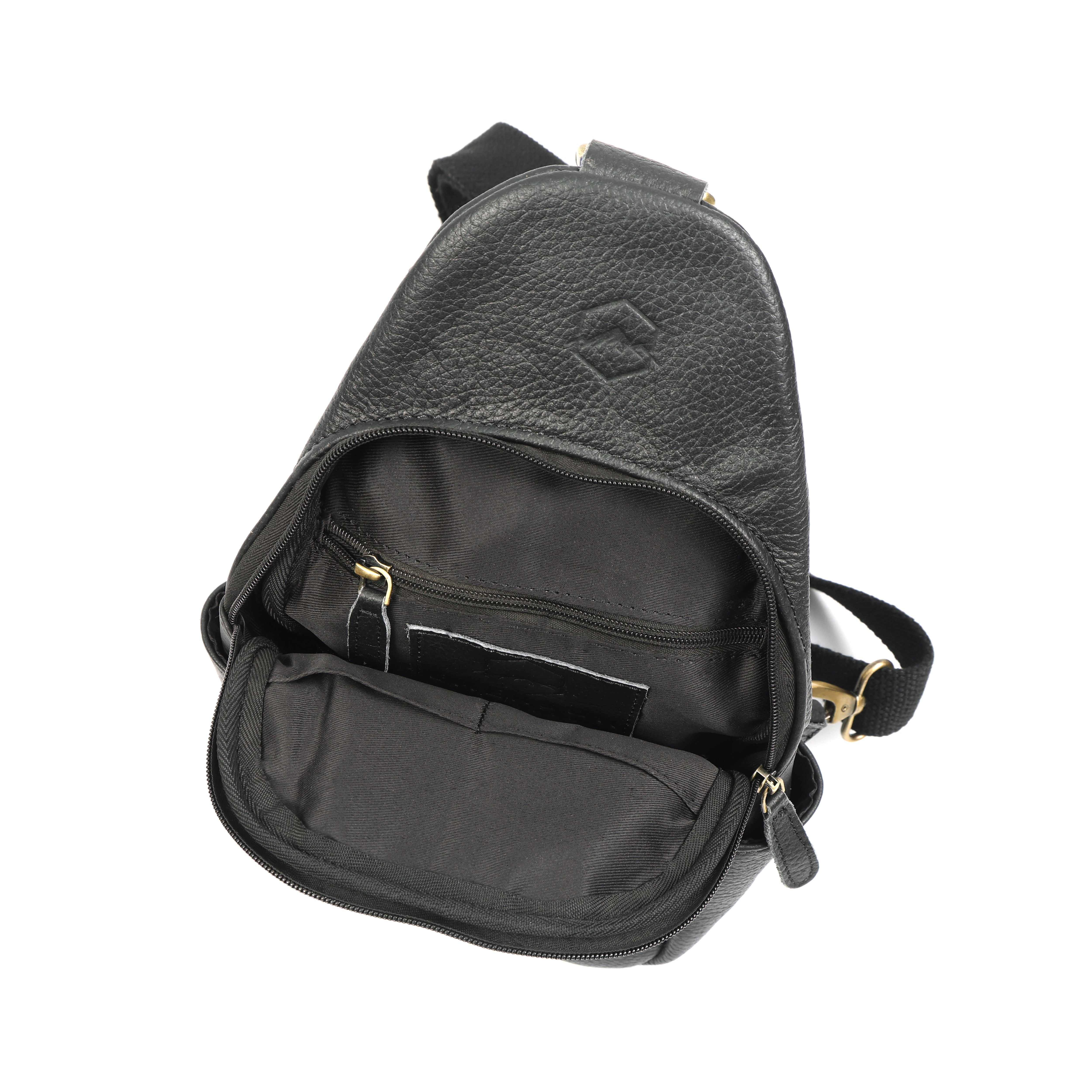 Emerson Black Buffalo Leather Sling Bag