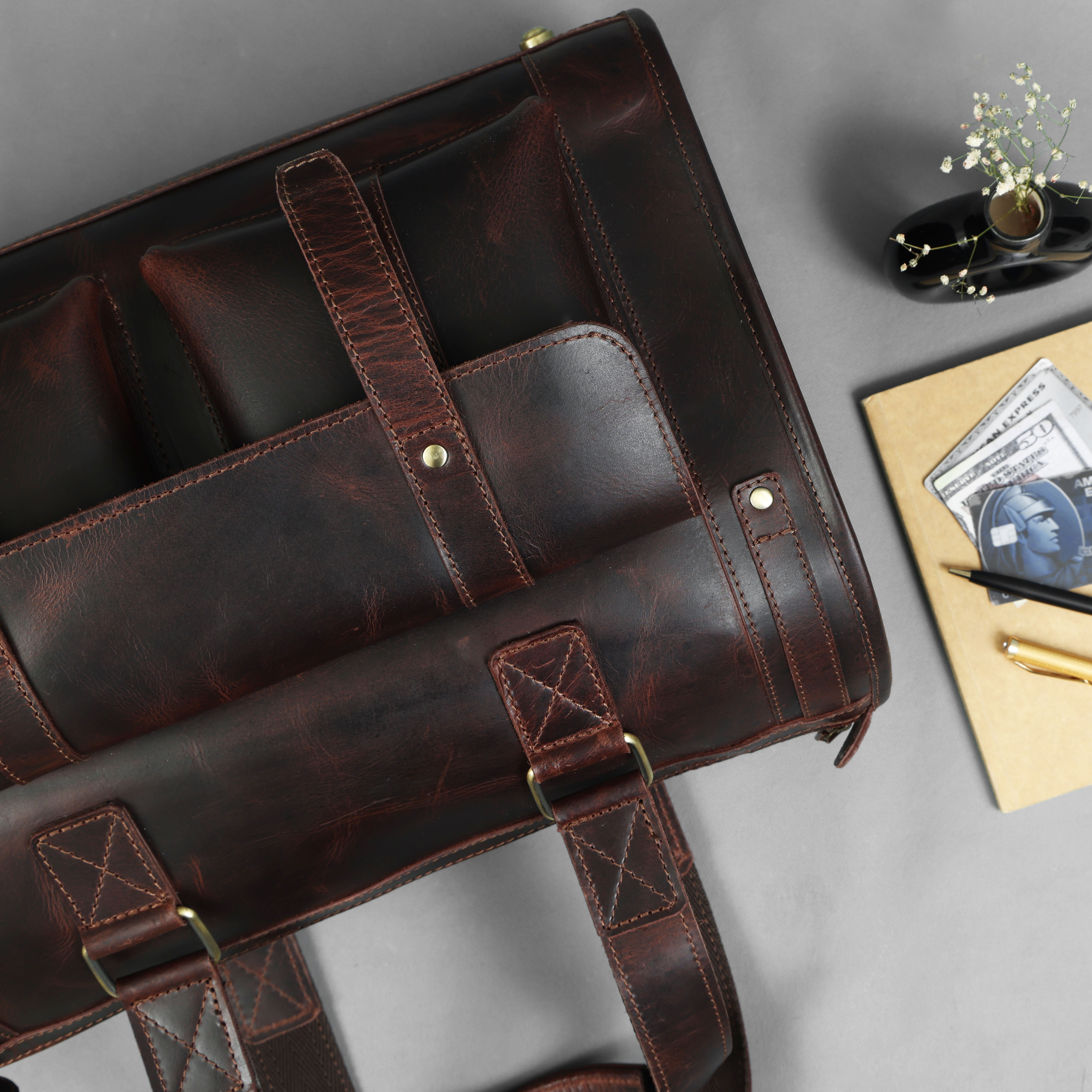 Bear Buffalo Leather Briefcase