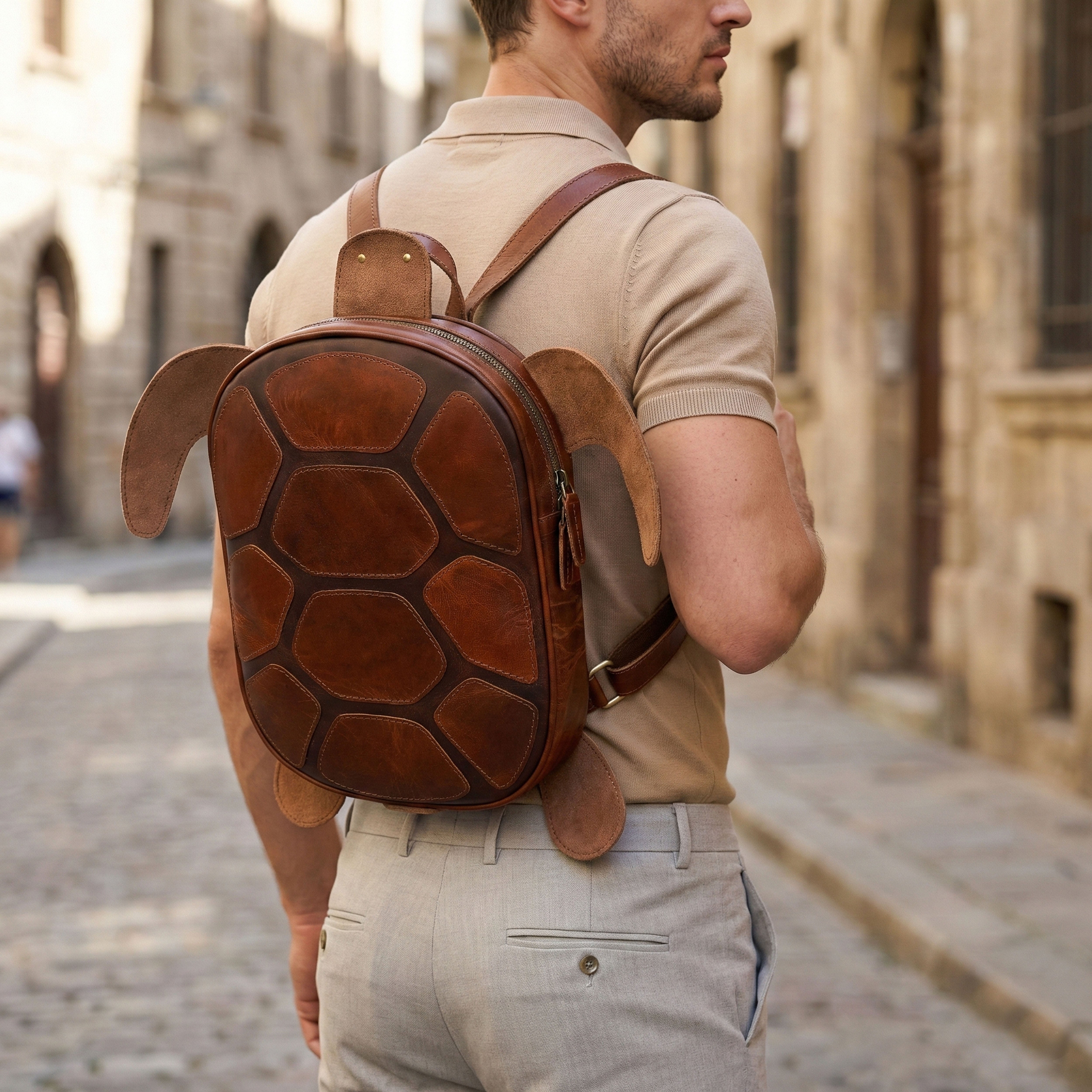 Terra Turtle Handmade Leather Backpack
