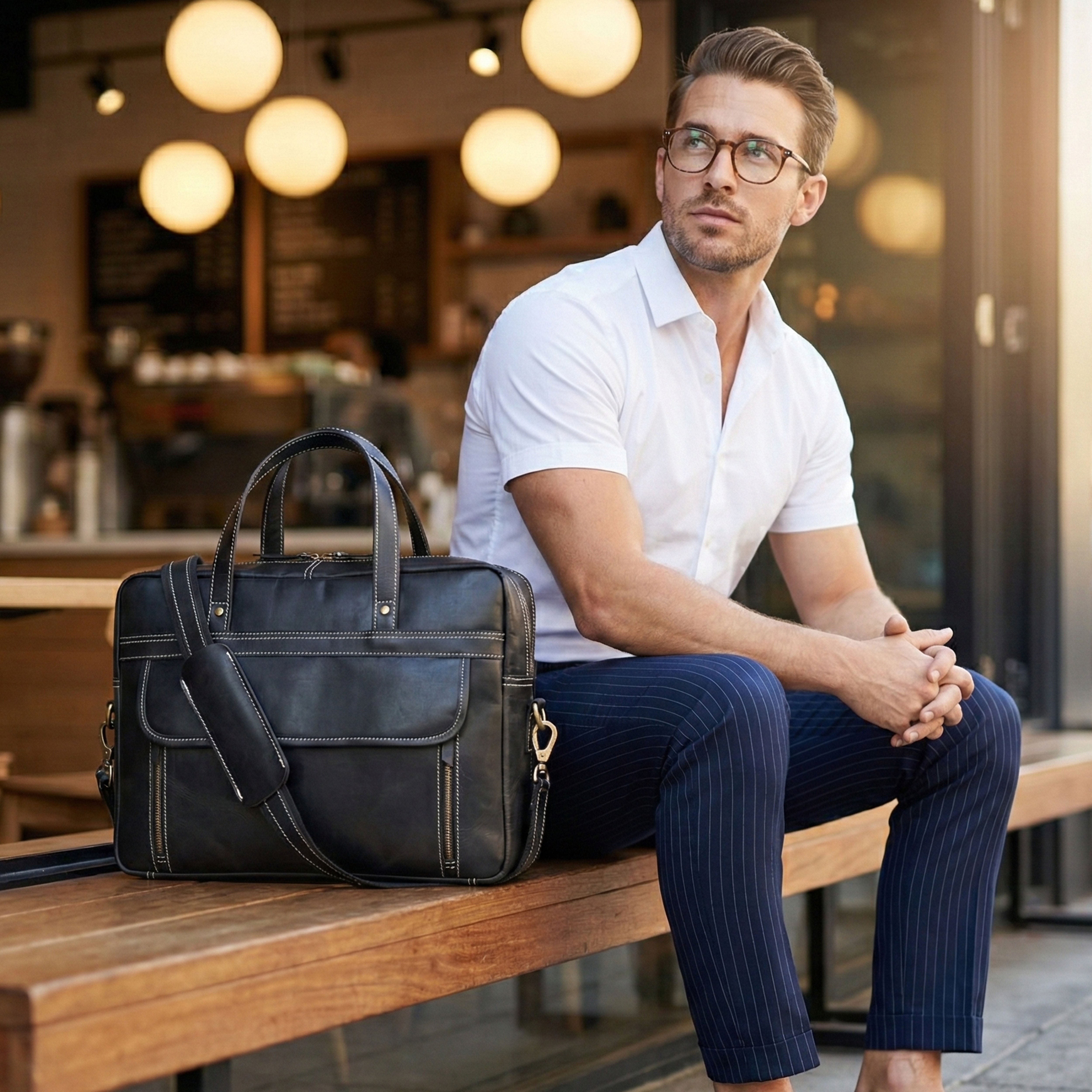Dylan Black Leather Briefcase