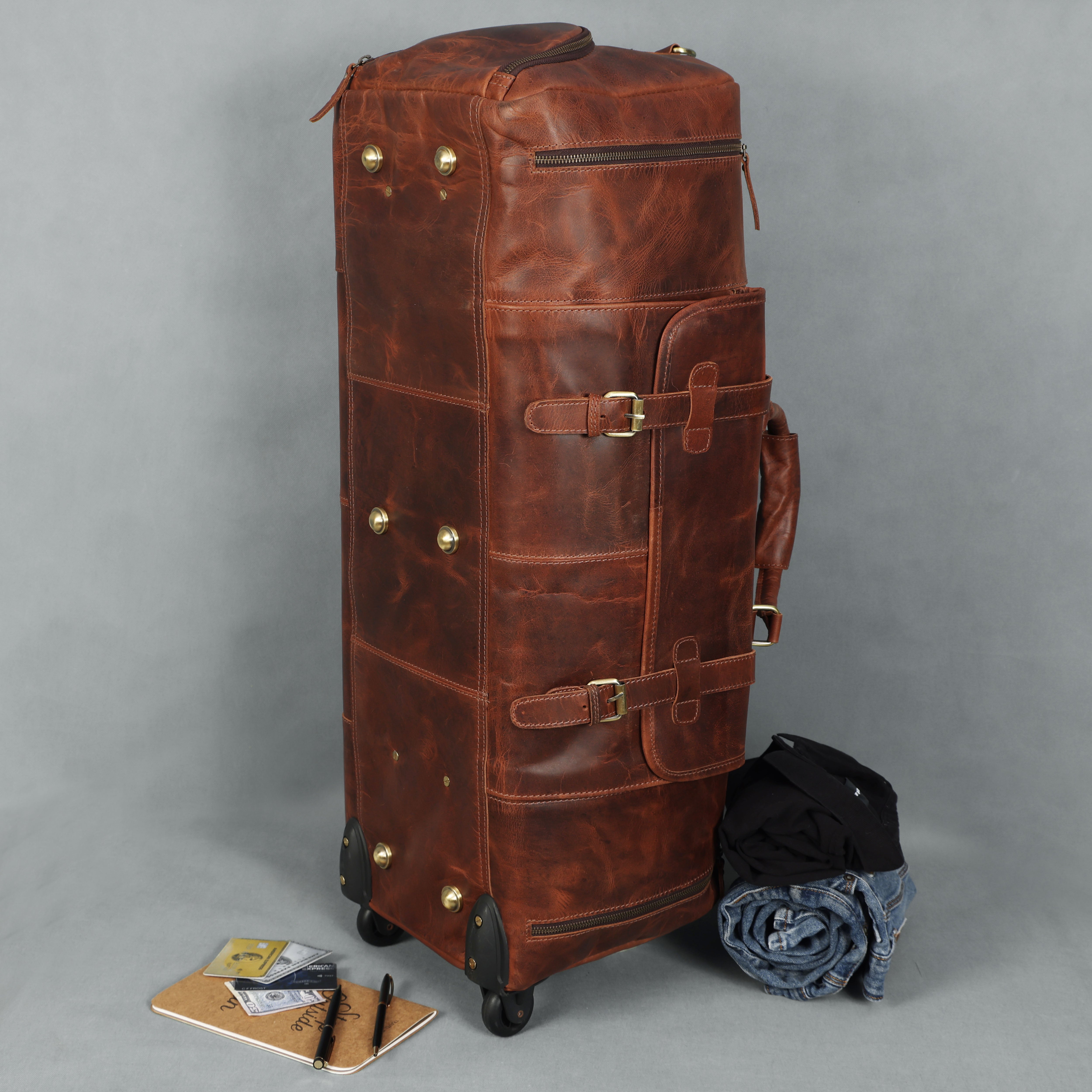 Arden Leather Duffel Bag With Wheels
