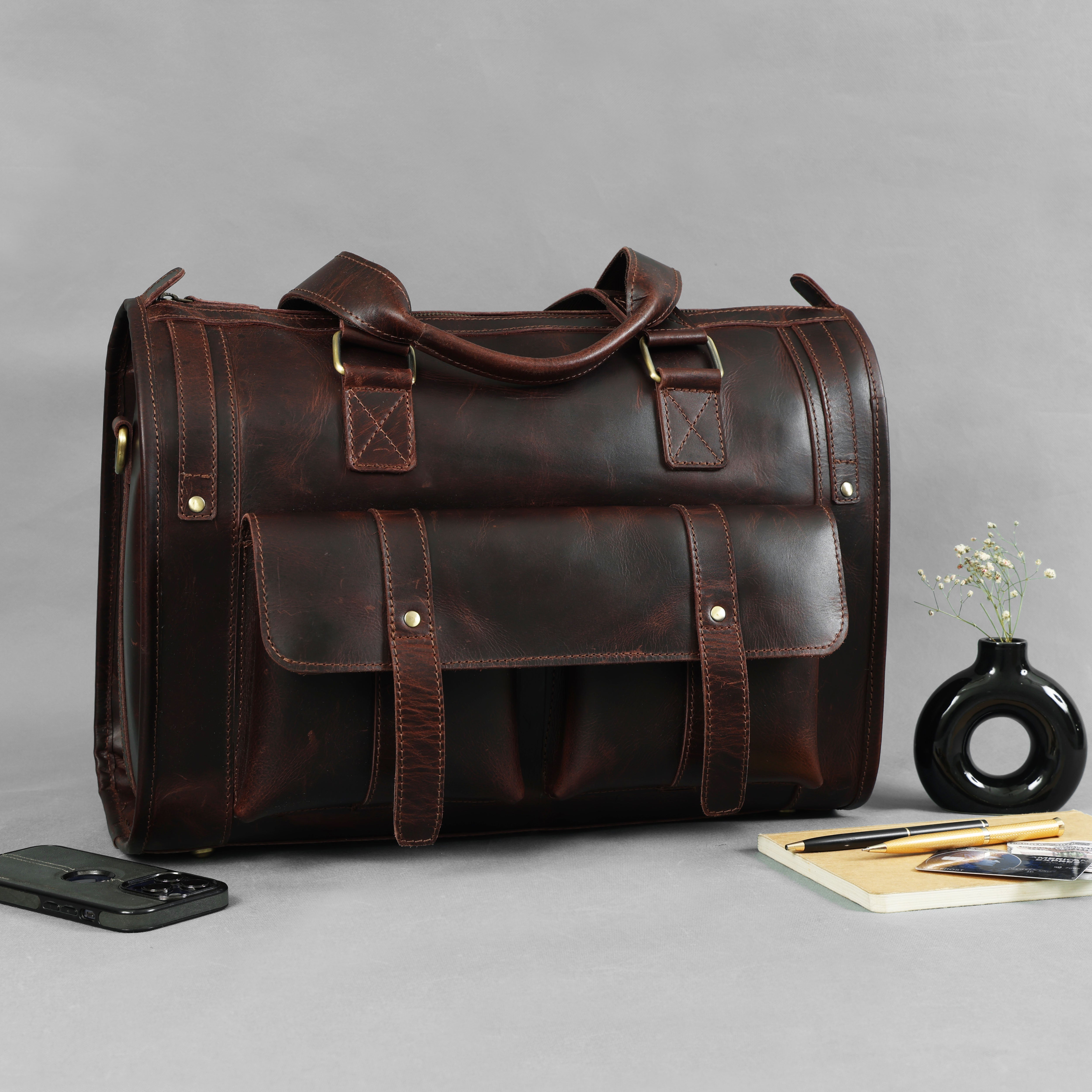 Bear Buffalo Leather Briefcase