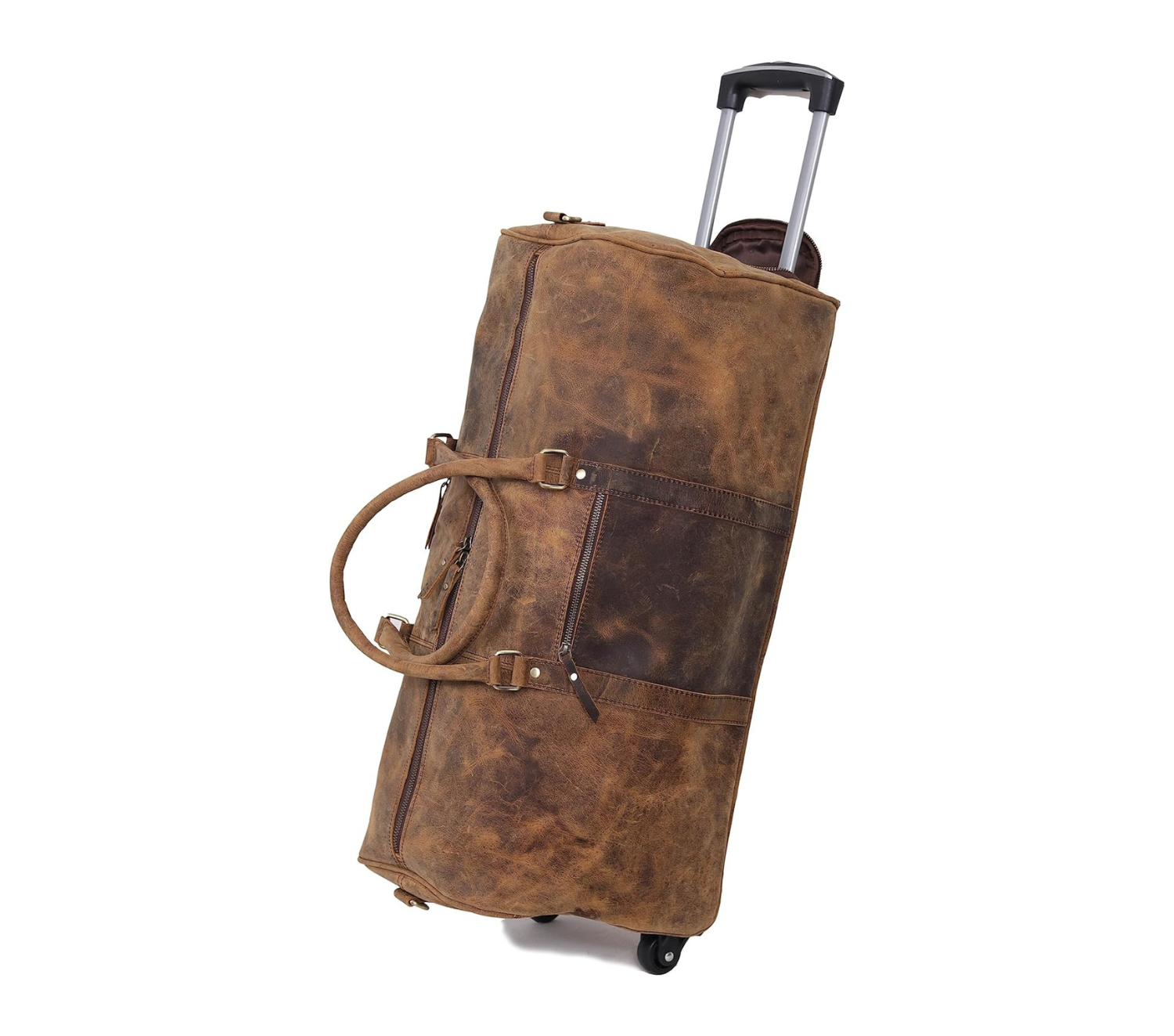 Falcon Buffalo Leather Wheeled Duffel Bag