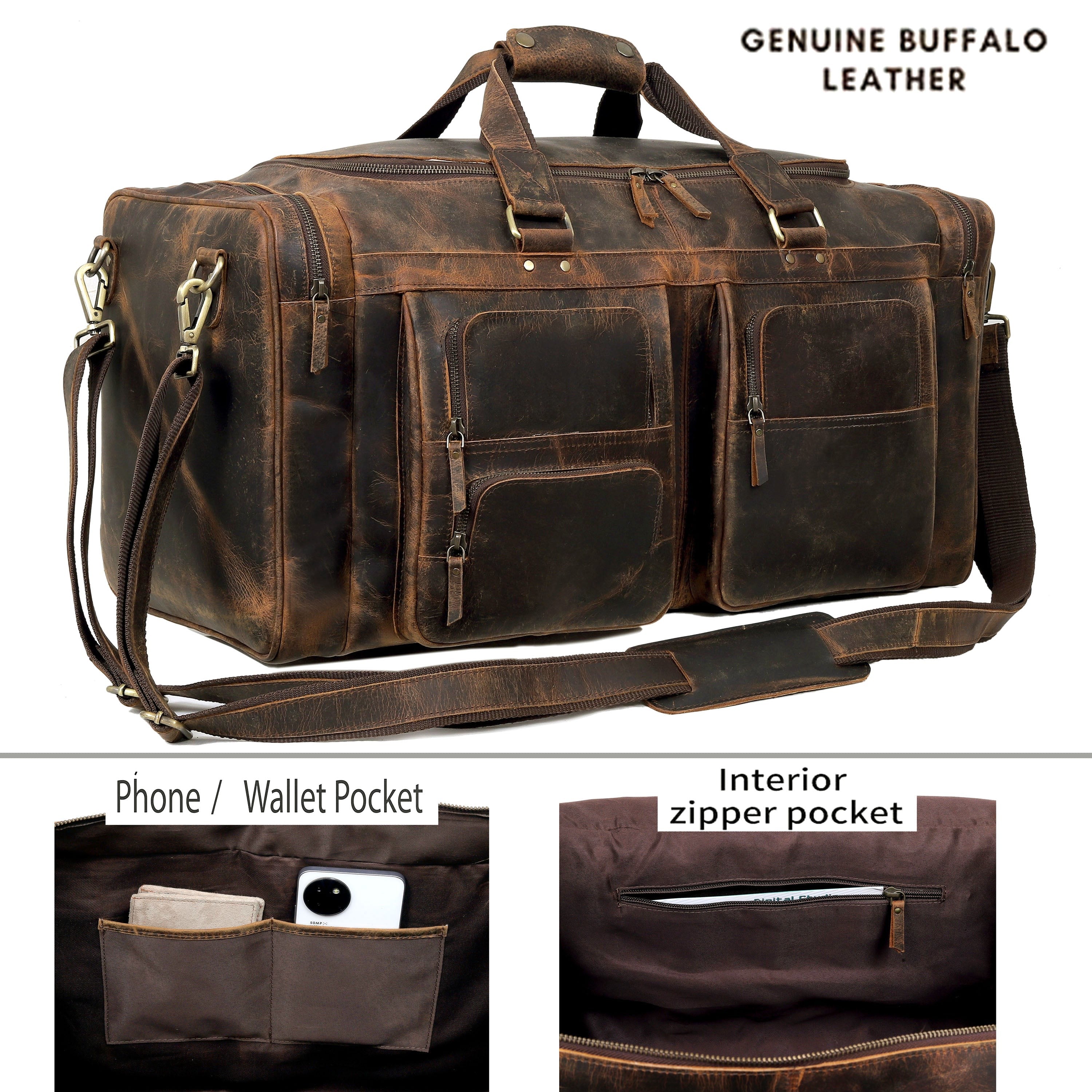 Dean Buffalo Leather Duffel Bag for Men